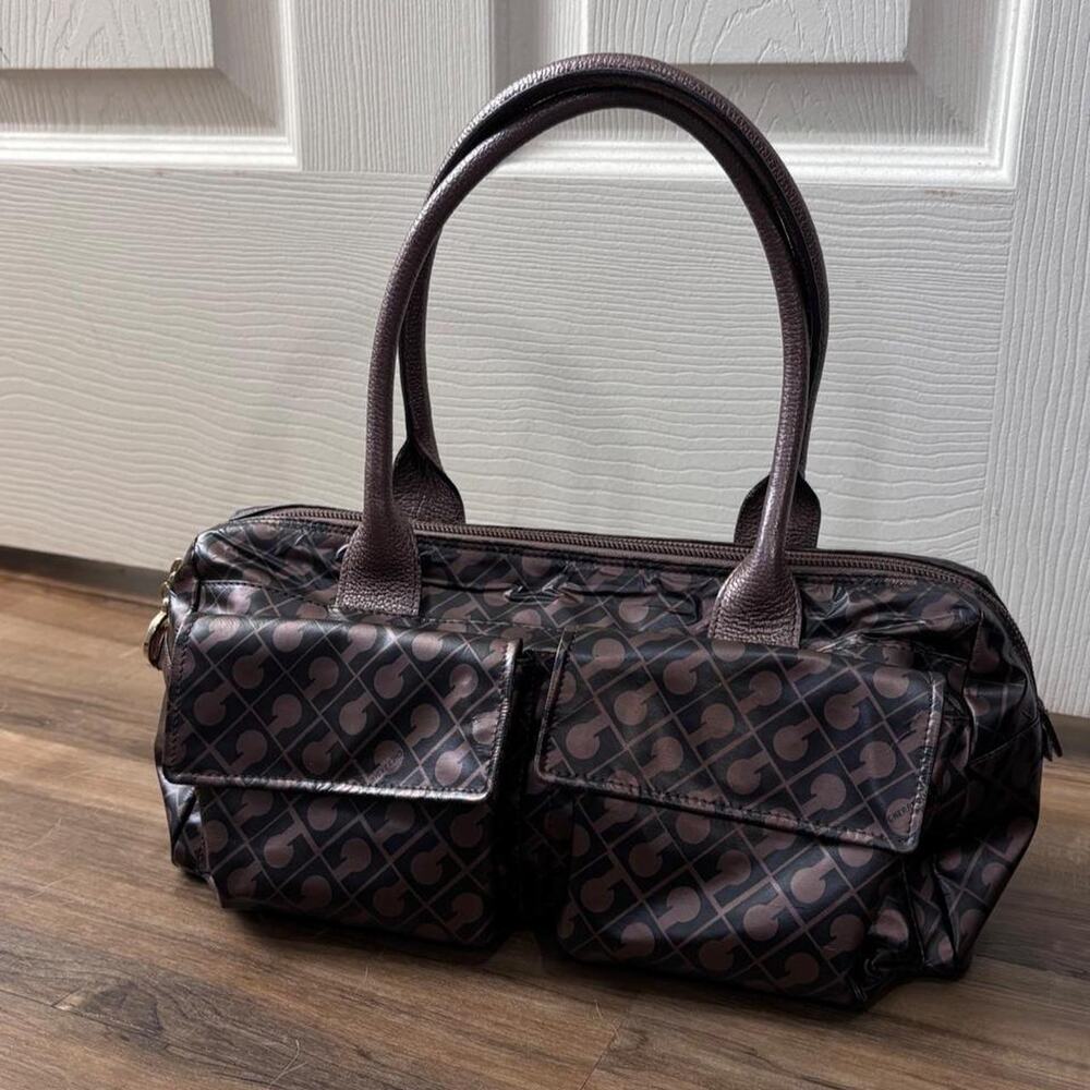 Vintage Brown Black Gherardini Mini Top Handle Bag.